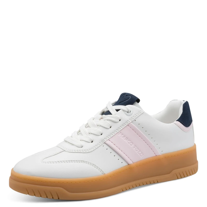 MARCO TOZZI Women Sneaker soft Feel Me footbed soft Lining Fashionable, white (WHITE/SOFT PNK), 7.5 UK