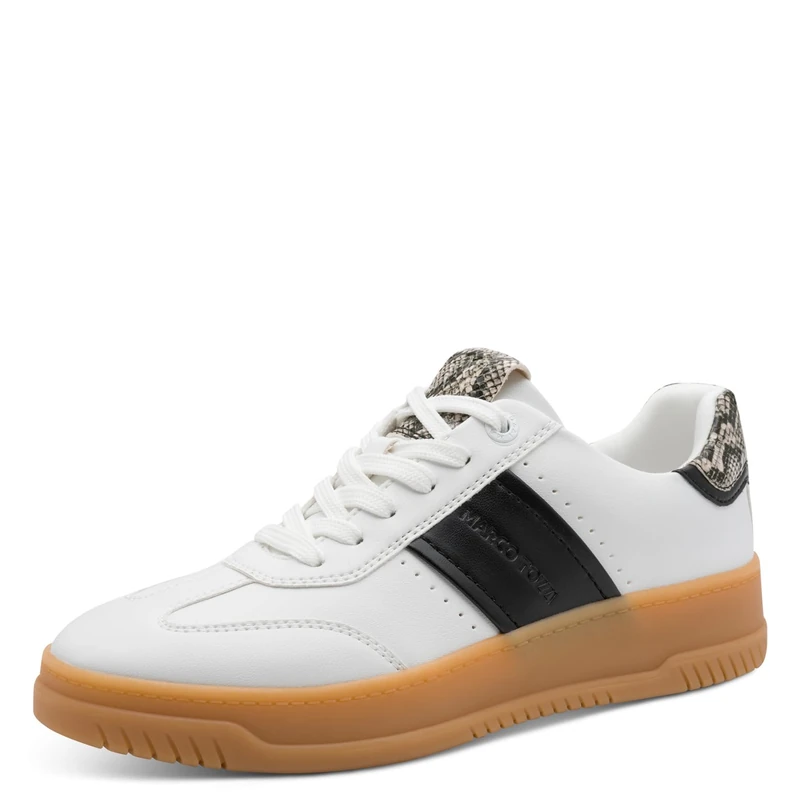 MARCO TOZZI Women Sneaker soft Feel Me footbed soft Lining Fashionable, white (WHITE/BLACK), 4.5 UK