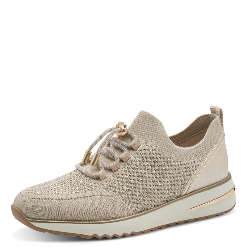 MARCO TOZZI Women’s Sneaker Soft Feel Me Removable Footbed Soft Lining Elastic, Beige (Dune Comb), 4 UK