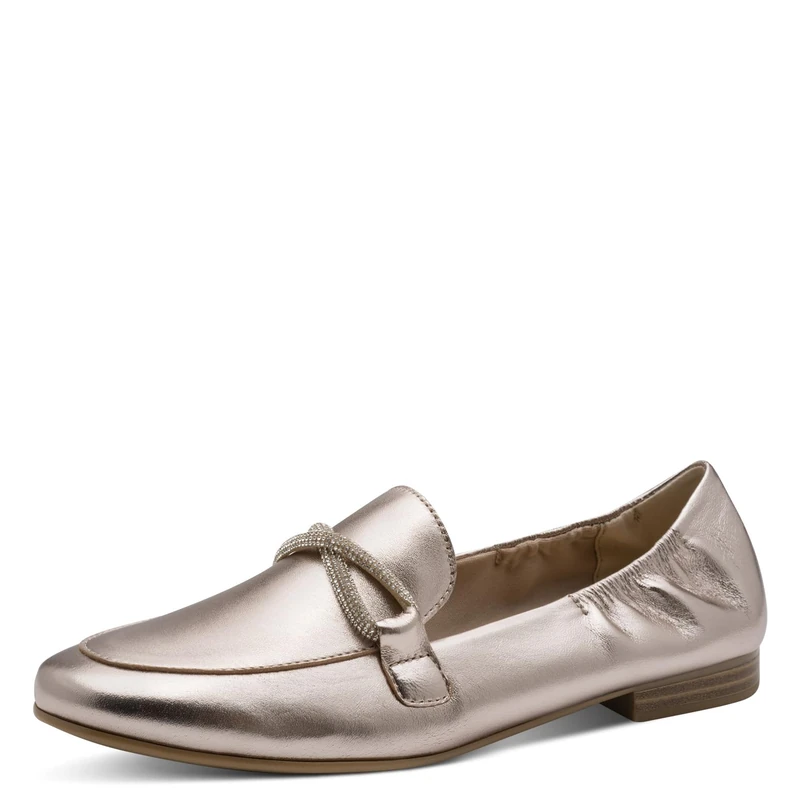 MARCO TOZZI women's loafers soft Feel Me footbed leather soft lining elegant, metallic (PLATINUM), 7.5 UK - Image 1