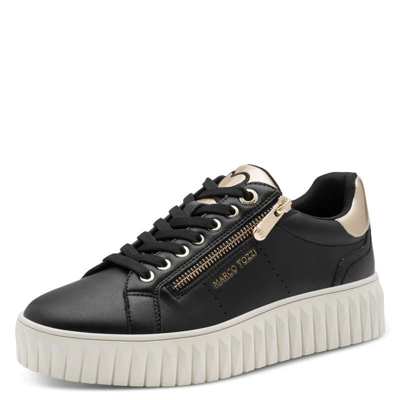 MARCO TOZZI Women’s Sneaker Soft Feel Me Removable Footbed Soft Lining Stylish, Black (Black Comb), 4.5 UK