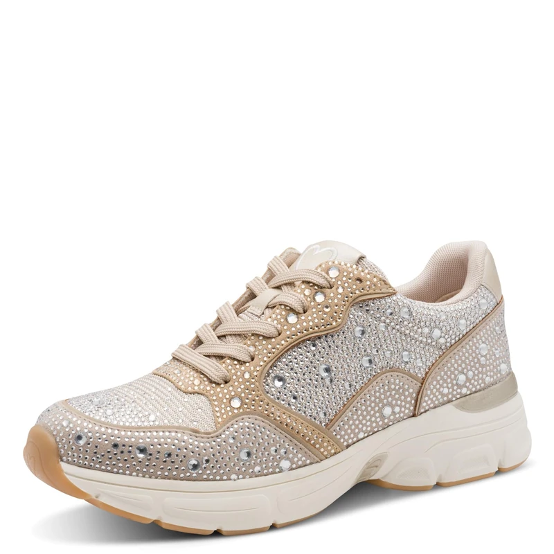 MARCO TOZZI Women’s Sneaker Soft Feel Me Removable Footbed Soft Lining Vegan Elastic, Beige (Dune Comb), 7.5 UK