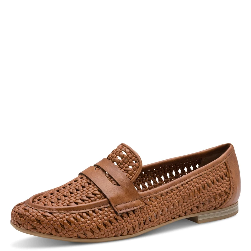 MARCO TOZZI women's loafers soft Feel Me footbed soft lining simple, brown (COGNAC), 6 UK