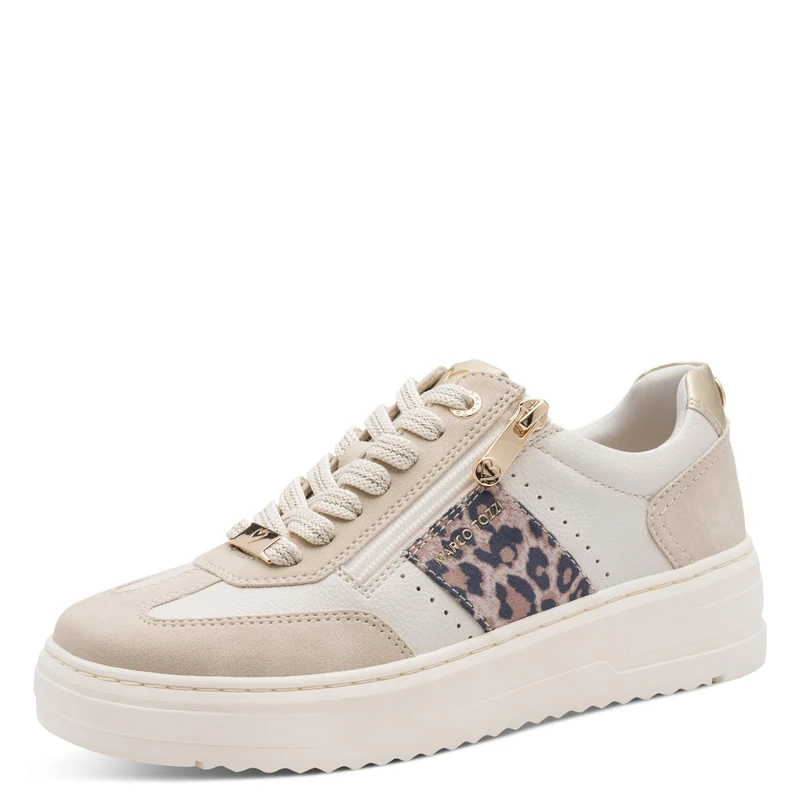 MARCO TOZZI Women's Sneaker Soft Feel Me Removable Footbed Soft Lining Modern, Beige (Cream Comb), 4.5 UK