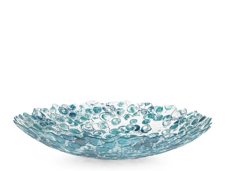 H&H Seashell Wall Centrepiece 40cm in Glass Coloured and Decorated Light Blue - Elegant Marine Style Table Centre - Decorative and Refined - Image 1