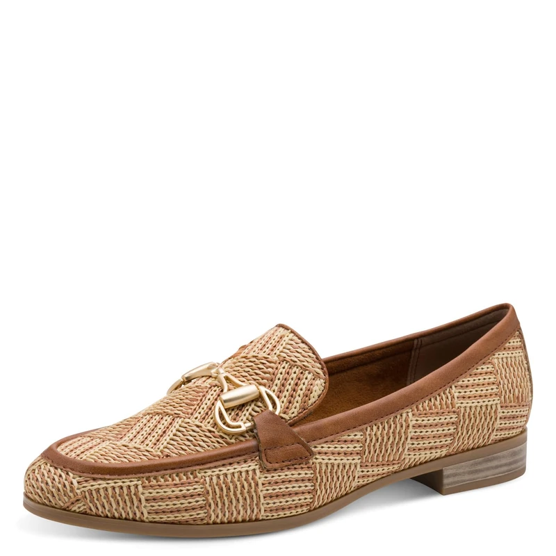 MARCO TOZZI women's loafers soft Feel Me footbed soft lining stylish, brown (COGNAC COMB), 4 UK