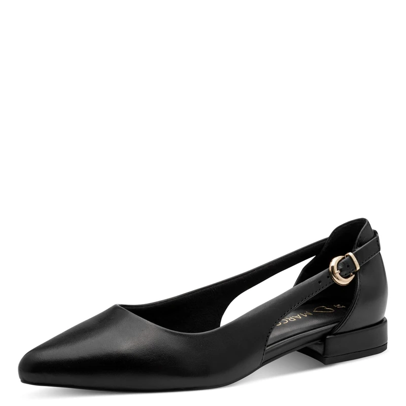 MARCO TOZZI Women Ballerinas Soft Feel Me Footbed Leather Soft Lining Pointed, Black (Black), 7 UK - Image 1