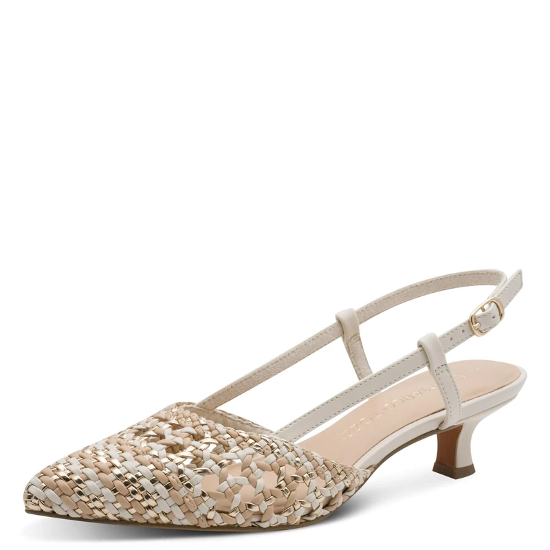 MARCO TOZZI Women's Pumps Soft Feel Me Footbed Soft Lining Vegan Fashionable, Beige (Cream Comb), 4.5 UK