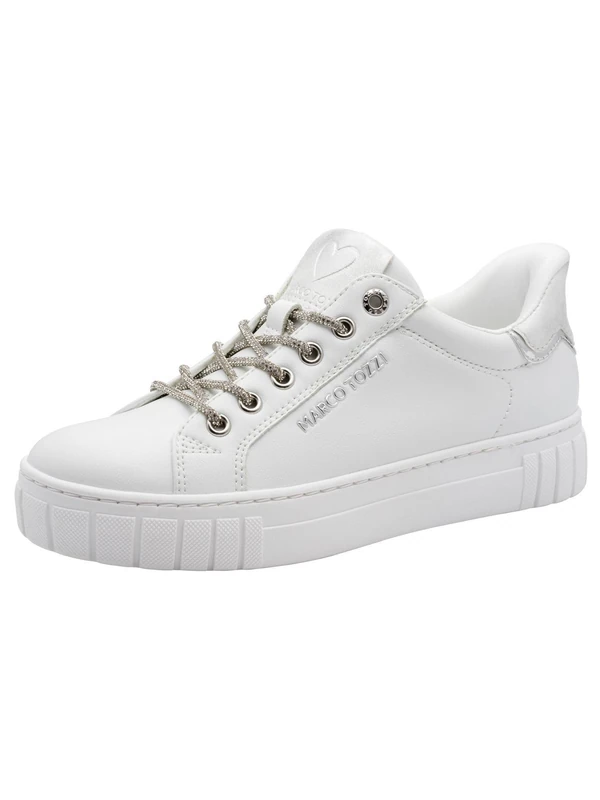 MARCO TOZZI Women's Sneaker Soft Feel Me Removable Footbed Soft Lining Modern, White (White Comb), 4 UK