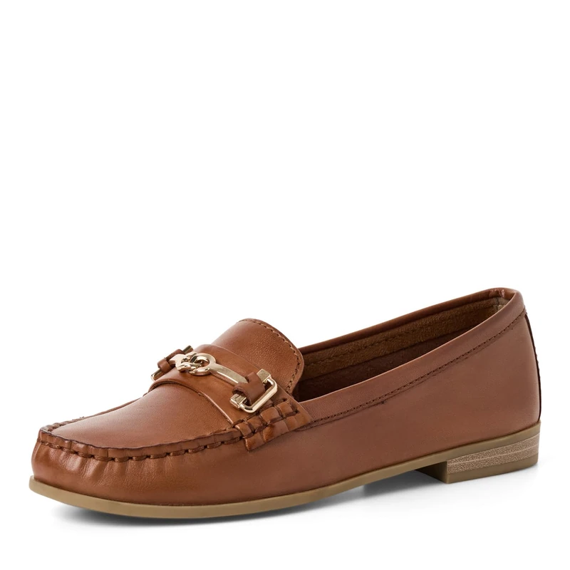 MARCO TOZZI Women's Moccasin Soft Feel Me Footbed Leather Comfortable, Brown (Cognac), 4.5 UK