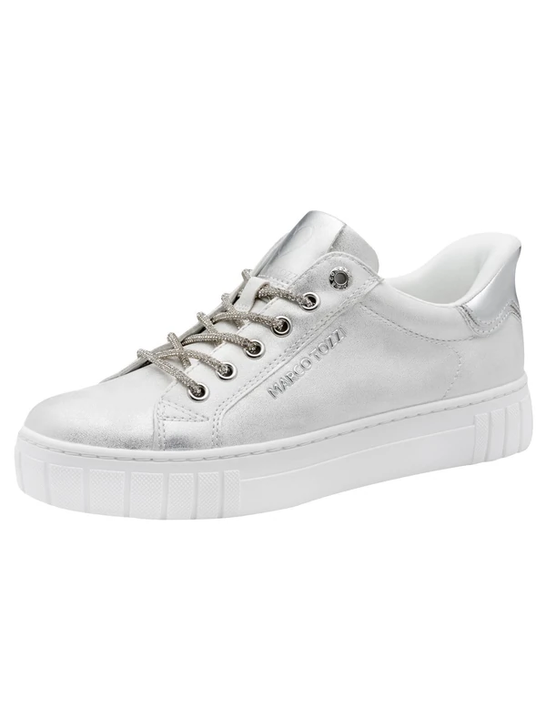 MARCO TOZZI Women's Sneaker Soft Feel Me Removable Footbed Soft Lining Modern, Metallic (Silver Comb), 5.5 UK