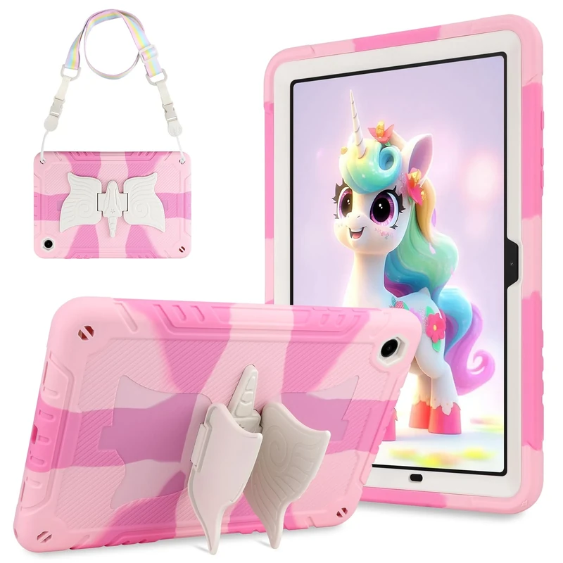 Vunake for Galaxy Tab A9 Plus Case 11 Inch 2023 for Kids Girls Heavy Duty Shockproof Cover with Unicorn Stand & Shoulder Strap Cute Cases for Samsung Galaxy Tab A9+ Case Pink