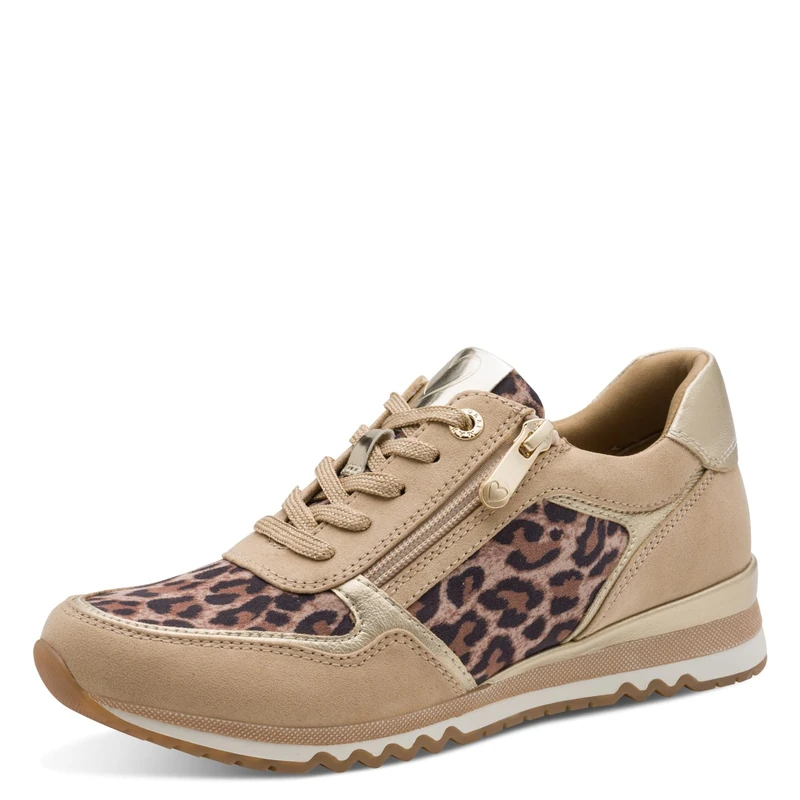 MARCO TOZZI Women Sneakers Soft Feel Me Removable Footbed Soft Lining Vegan Modern, Beige (Leo Beige Comb), 7 UK