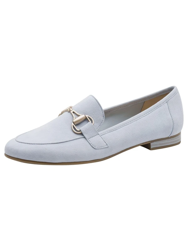 MARCO TOZZI women's loafers soft Feel Me footbed leather soft lining modern, blue (LT.BLUE), 7.5 UK