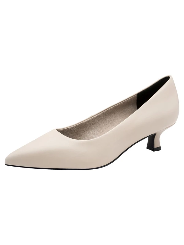 MARCO TOZZI Women's Pumps Soft Feel Me Footbed Leather Leather Insole Soft Lining Modern, Beige (Cream Nappa), 4 UK
