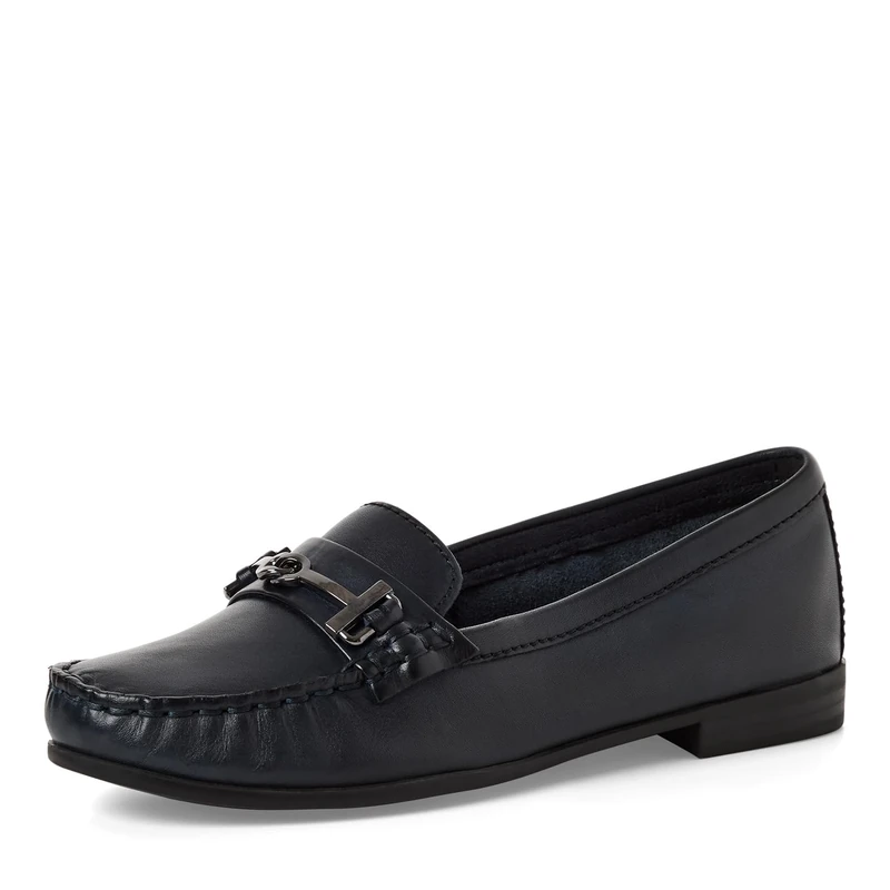 MARCO TOZZI Women's Moccasin Soft Feel Me Footbed Leather Comfortable, Blue (Navy), 7 UK