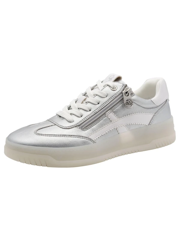MARCO TOZZI Women's Sneaker soft Feel Me Removable Footbed soft lining Modern, metallic (SILVER), 5.5 UK