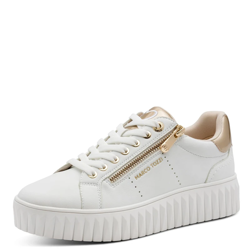 MARCO TOZZI Women’s Sneaker Soft Feel Me Removable Footbed Soft Lining Stylish, White (White Comb), 7 UK