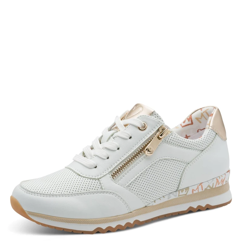 MARCO TOZZI Women Sneaker Soft Feel Me Removable Footbed Soft Lining Vegan Stylish, White (White/Multi), 7.5 UK