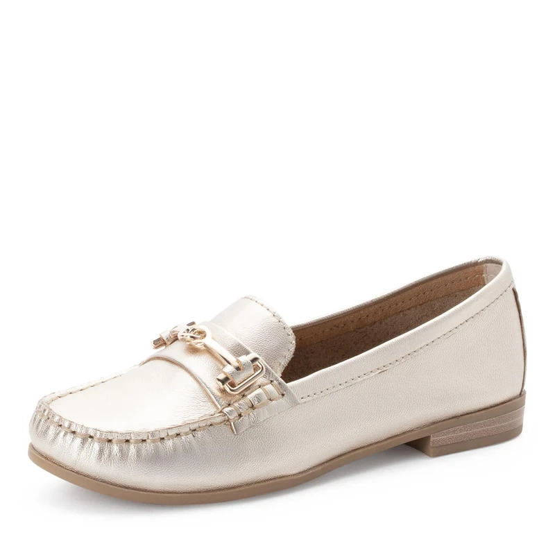 MARCO TOZZI Women's Moccasin Soft Feel Me Footbed Leather Comfortable, Metallic (Platinum), 6 UK - Image 1