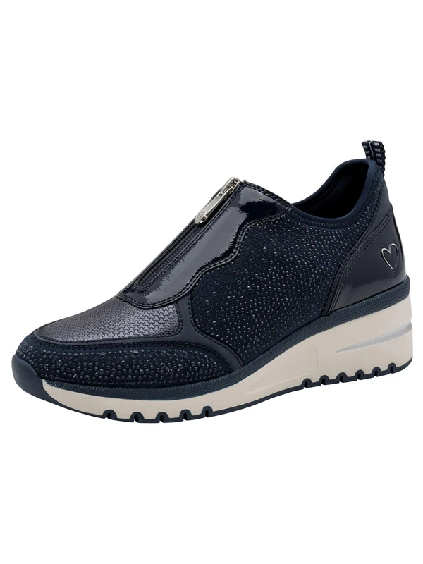 MARCO TOZZI Women Sneakers Soft Feel Me Removable Footbed Soft Lining Vegan Modern, Blue (Navy Comb), 7 UK