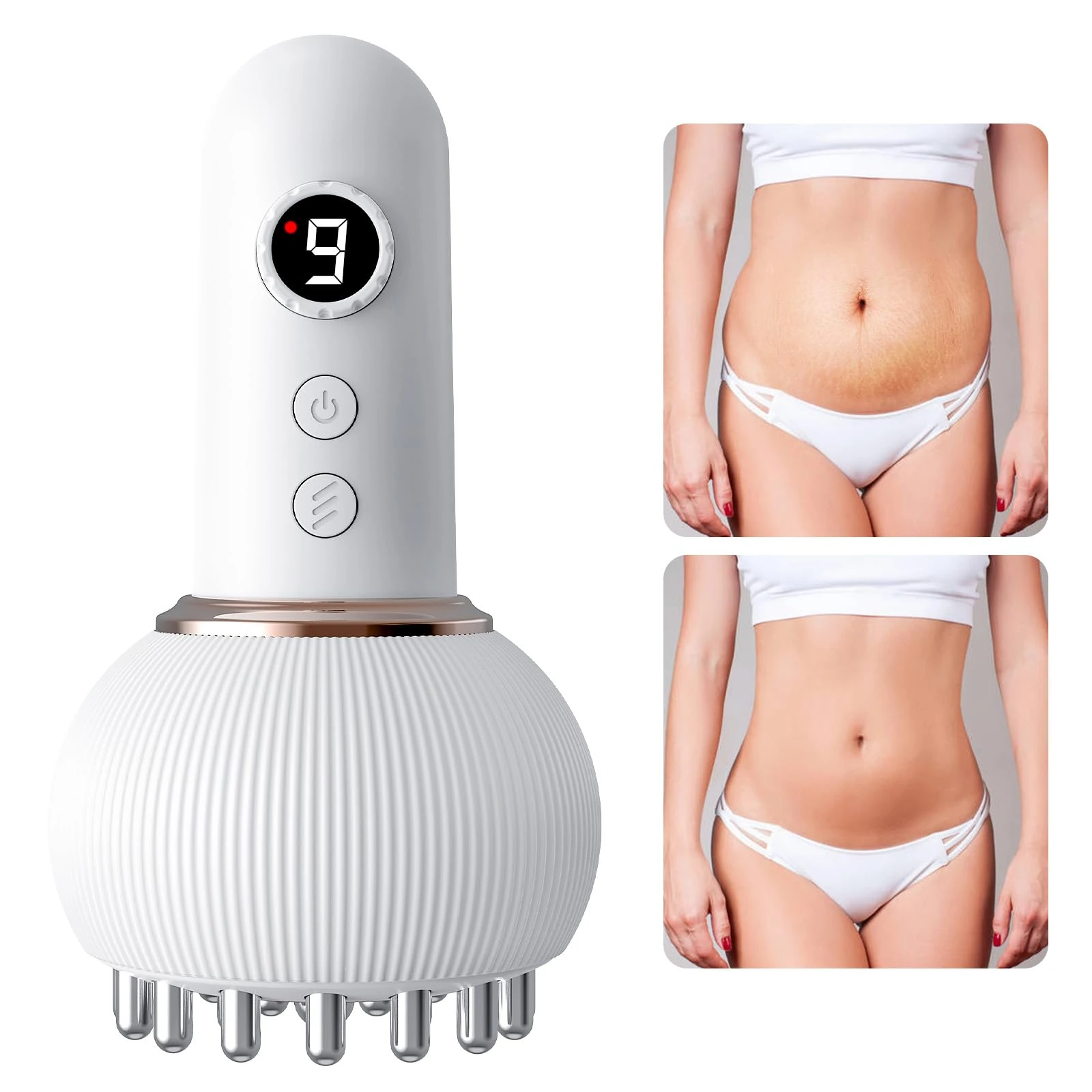 AISEELY Lymphatic Drainage Massager for Legs & Arms, Handheld Body Sculpting Device with Microcurrent, Heat, Vibration, LED Light Therapy, Portable Wireless Anti-Cellulite Massage Tool for Home Use