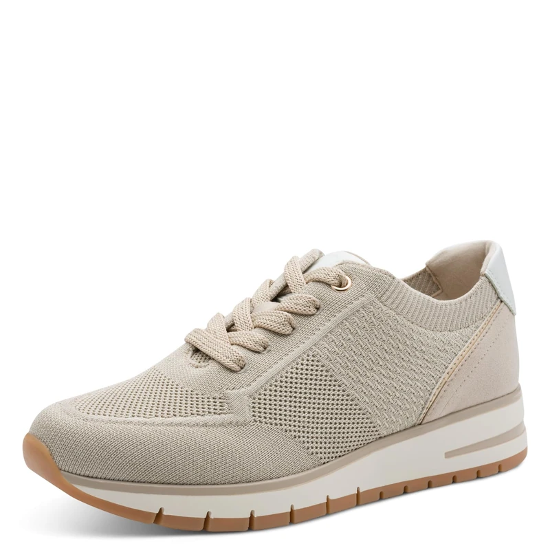 MARCO TOZZI Women Sneakers Soft Feel Me Removable Footbed Soft Lining Vegan Modern, Beige (Dune Comb), 4.5 UK