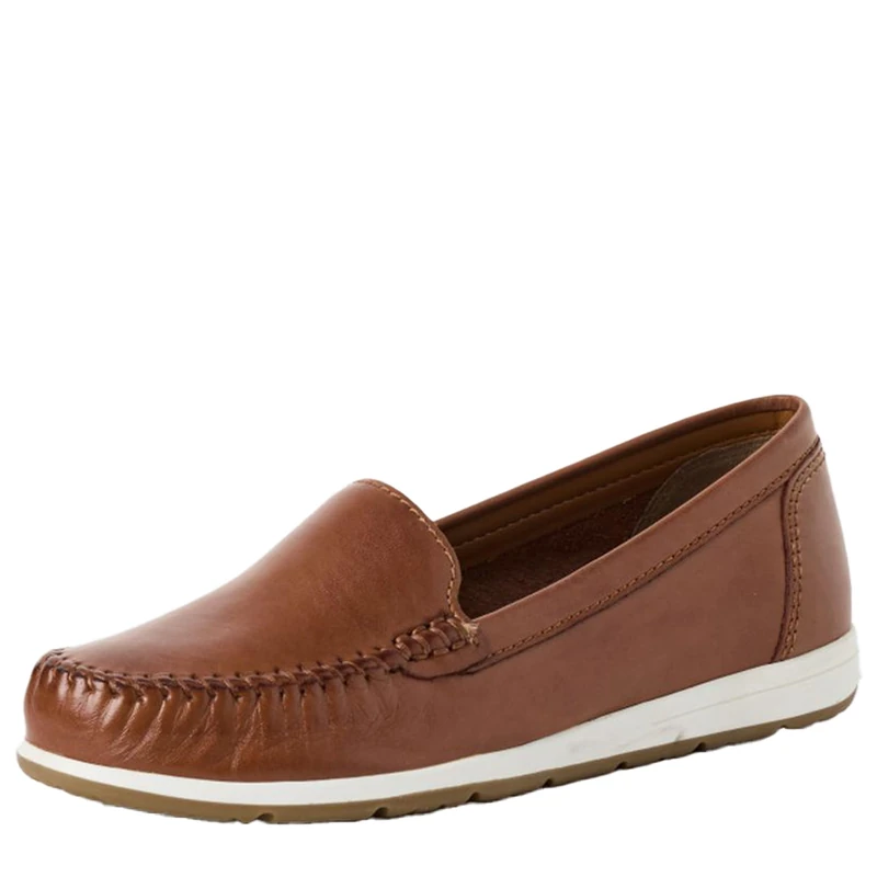 MARCO TOZZI Women Moccasin Soft Feel Me Footbed Leather Modern, Brown (Cognac), 4.5 UK