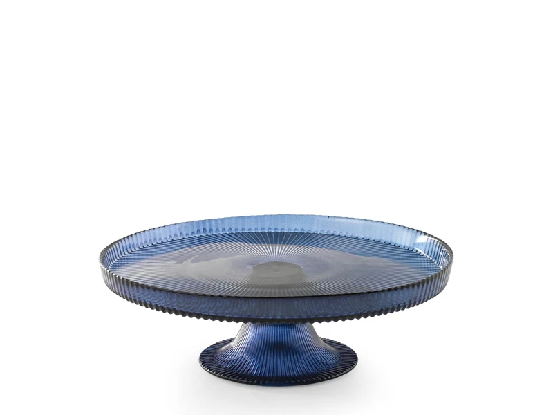 H&H Seashell Wall Stand with Foot Diameter 21 cm in Blue Coloured Glass - Elegant Serving Stand or Centerpiece - Refined Marine Style