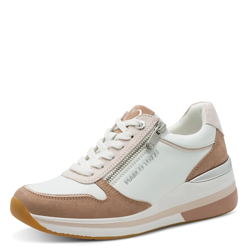 MARCO TOZZI Women’s Sneaker soft Feel Me removable footbed soft lining Stylish, white (WHITE/NUDE), 5.5 UK