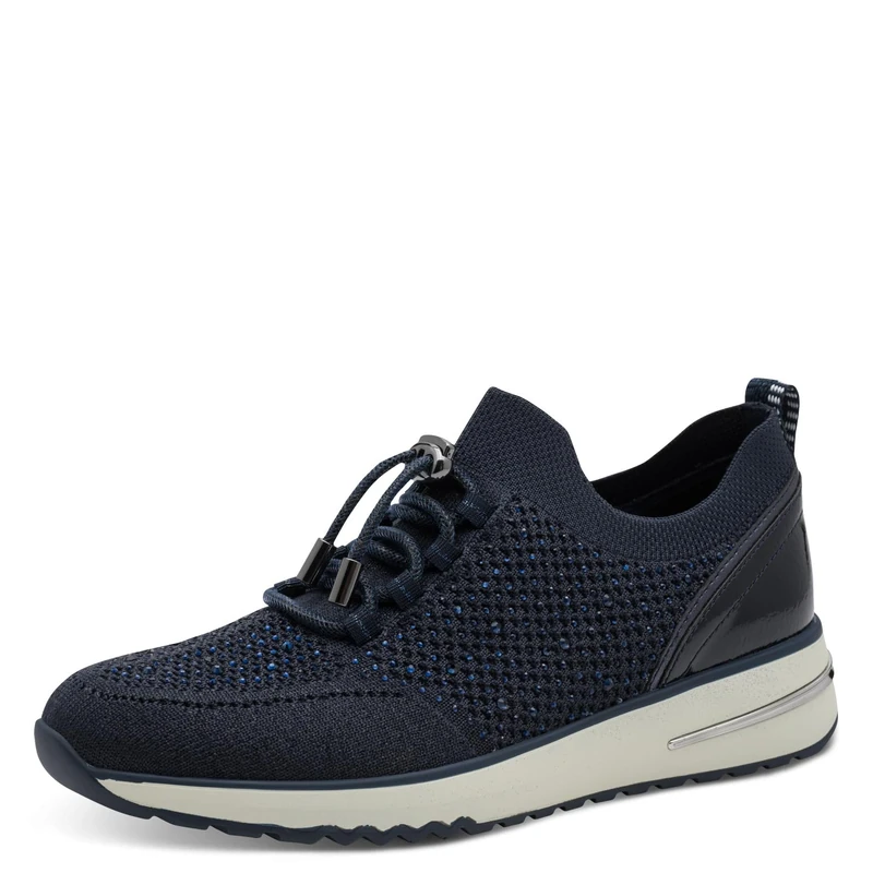 MARCO TOZZI Women’s Sneaker soft Feel Me removable footbed soft lining Elastic, blue (NAVY COMB), 4 UK