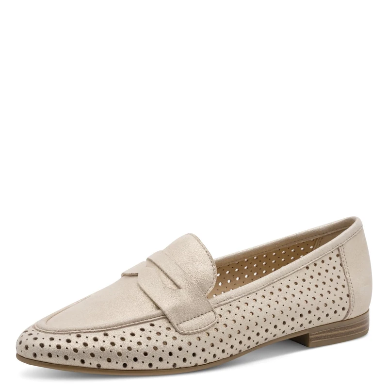 MARCO TOZZI Women slip-ons soft Feel Me footbed Leather soft lining Stylish, beige (DUNE METALLIC), 7.5 UK