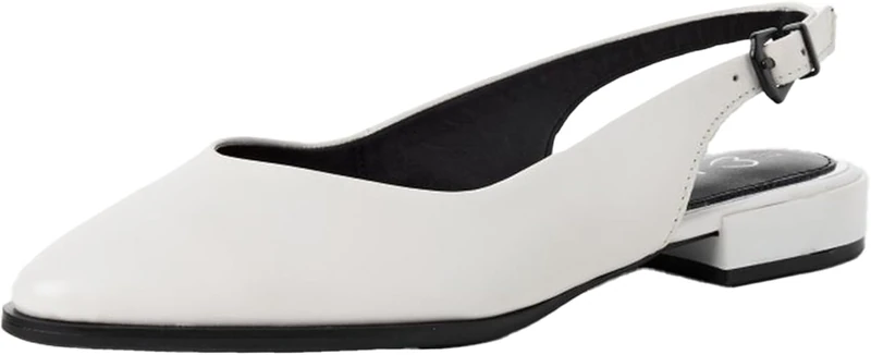 MARCO TOZZI Women Ballerinas Soft Feel Me Footbed Leather Soft Lining Pointed, White (White/Black), 8.5 UK