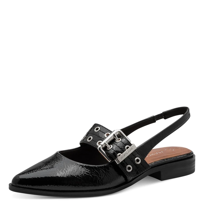 MARCO TOZZI Women's Pumps Soft Feel Me Footbed Soft Lining Vegan Vegan, Black (Black Patent), 7.5 UK
