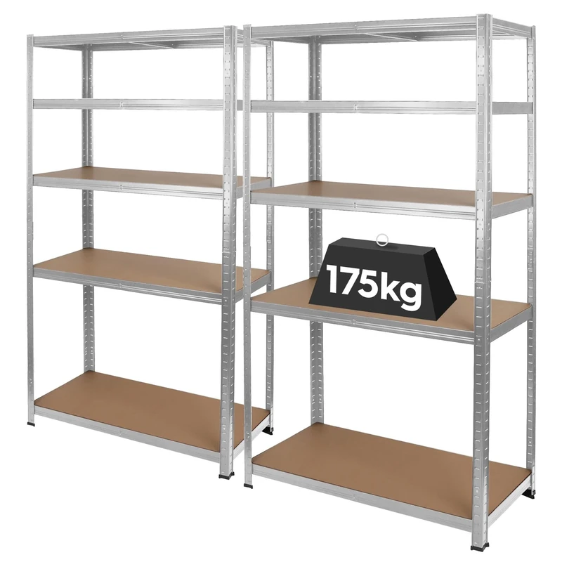 Harbour Housewares Steel Garage Shelving - 2 Pack, 875kg Capacity