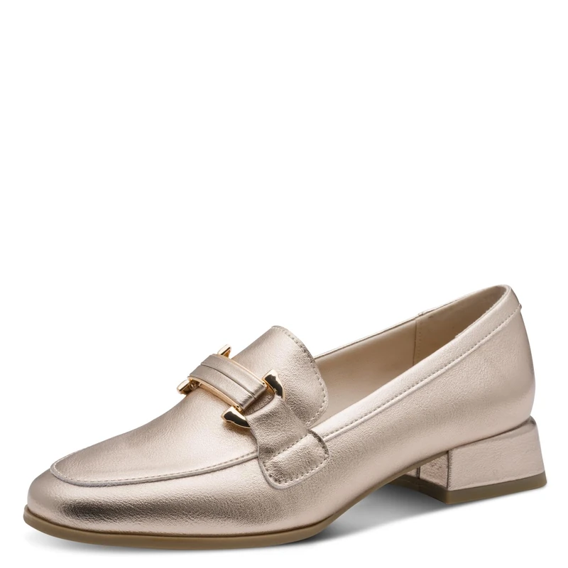MARCO TOZZI women's loafers soft Feel Me footbed soft lining Vegan shock-absorbing heel Vegan, metallic (PLATINUM), 7.5 UK