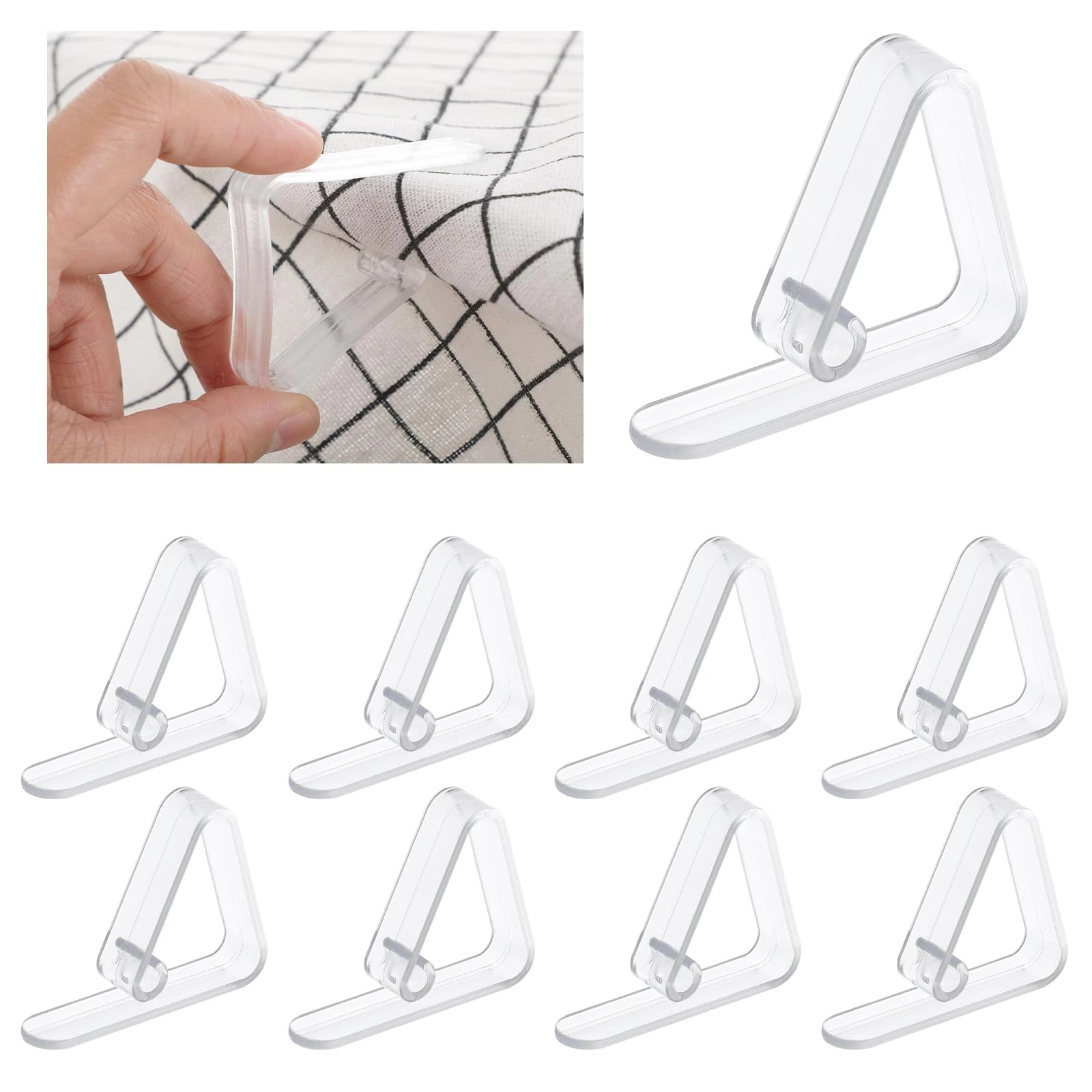 Gjinxi Clear Tablecloth Clips 8PCS, Thicker Windproof Table Cloth Holder Clips, Plastic Picnic Table Grips Restaurant Holders Tables Cloth Cover Clamps for Weddings Graduation Indoor and Outdoor Party