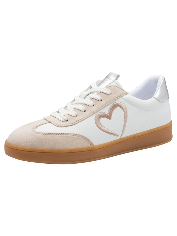 MARCO TOZZI Women's Sneaker Soft Feel Me Removable Footbed Soft Lining Stylish, White (White/Dune), 6 UK