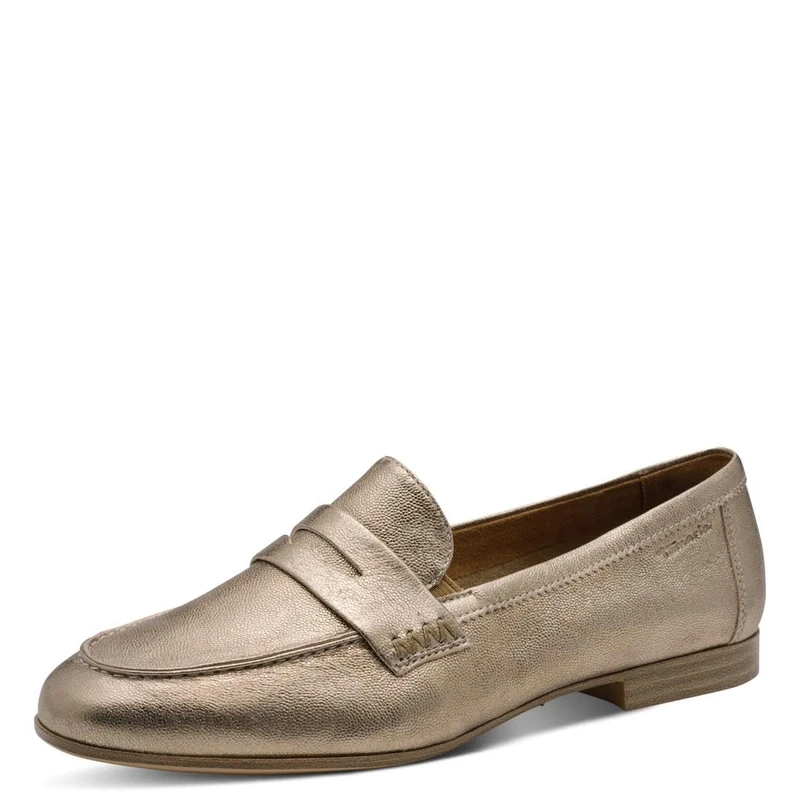 Tamaris Women's loafer flat leather metallic 8 UK