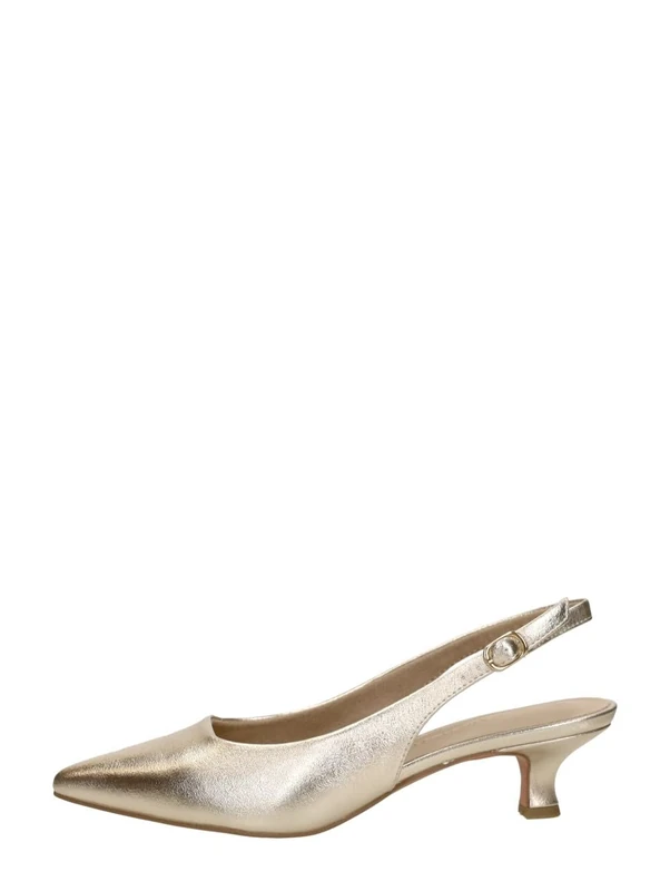 MARCO TOZZI Women's Pumps Soft Feel Me Footbed Soft Lining Vegan Synthetic, Metallic (Gold), 7.5 UK