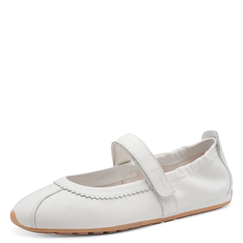 Tamaris Women's ballerina with strap leather flat white 5.5 UK