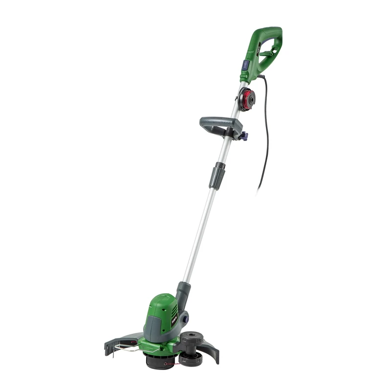 Forte 550W Electric Grass Trimmer. 3 in 1 trimming, edging and reach mode. Strimmer with telescopic shaft, plant guard and guide wheel. (10m Cable)