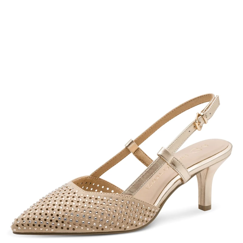 MARCO TOZZI Women Pumps Soft Feel Me Footbed Soft Lining Fashionable, Metallic (Gold), 7.5 UK