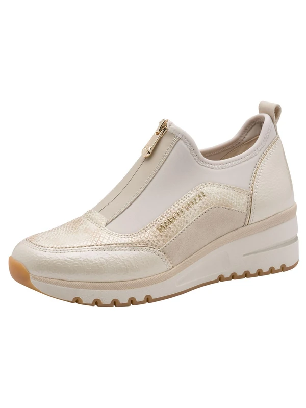 MARCO TOZZI Women's Sneaker Soft Feel Me Removable Footbed Soft Lining Vegan Vegan, Beige (Cream Comb), 7 UK