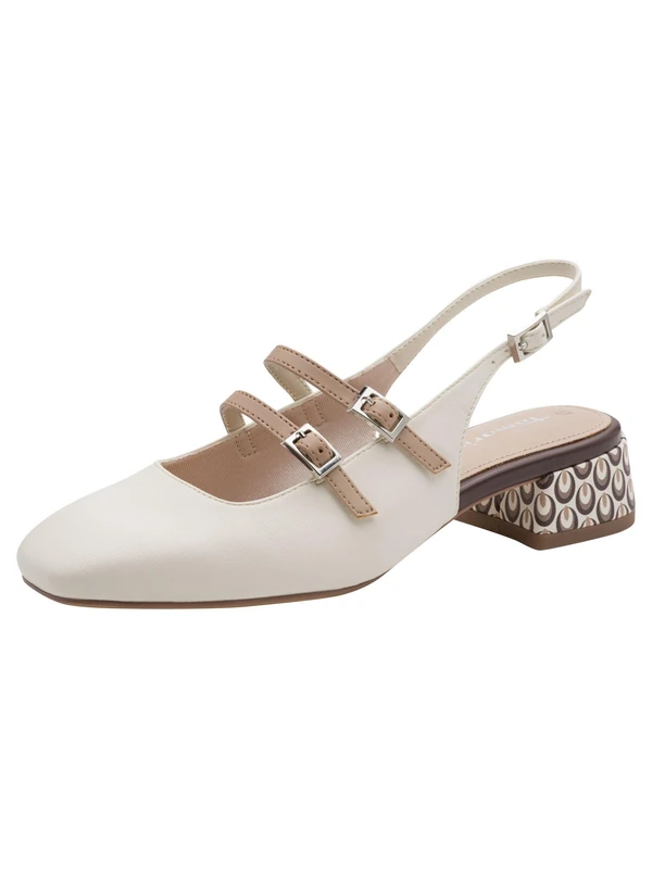 Tamaris Women's slingback pump with block heel white 4 UK - Image 1