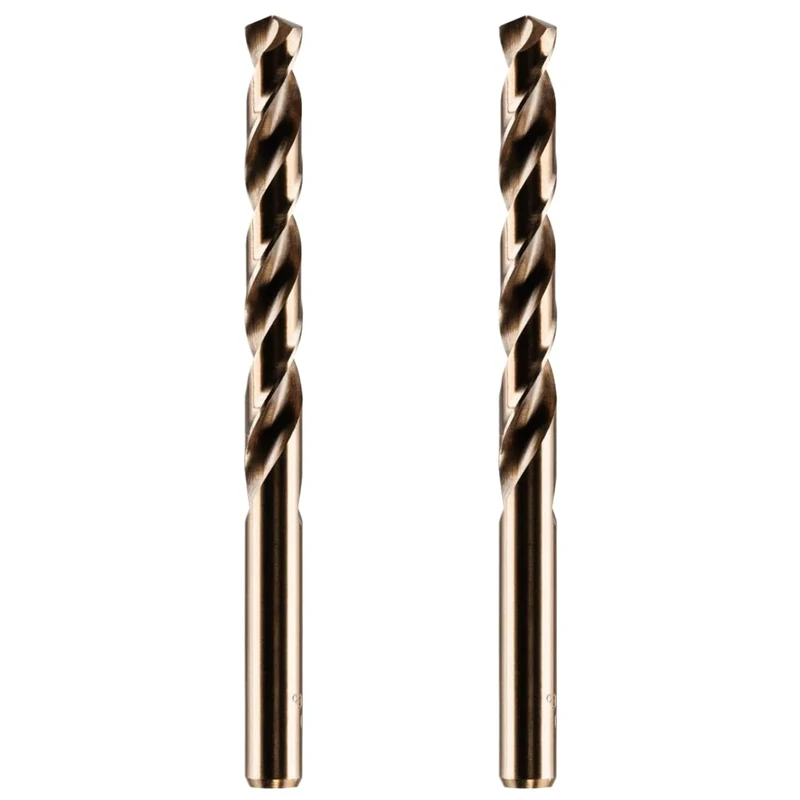 Pack Of 2 x 7.9mm (5/16") HSS Gold Cobalt Jobber Drill Bits For Drilling Stainless Steel And Hard Steels/Metals