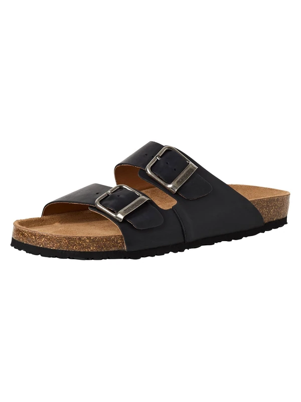 Tamaris Men's footbed slide leather flat black 6.5 UK