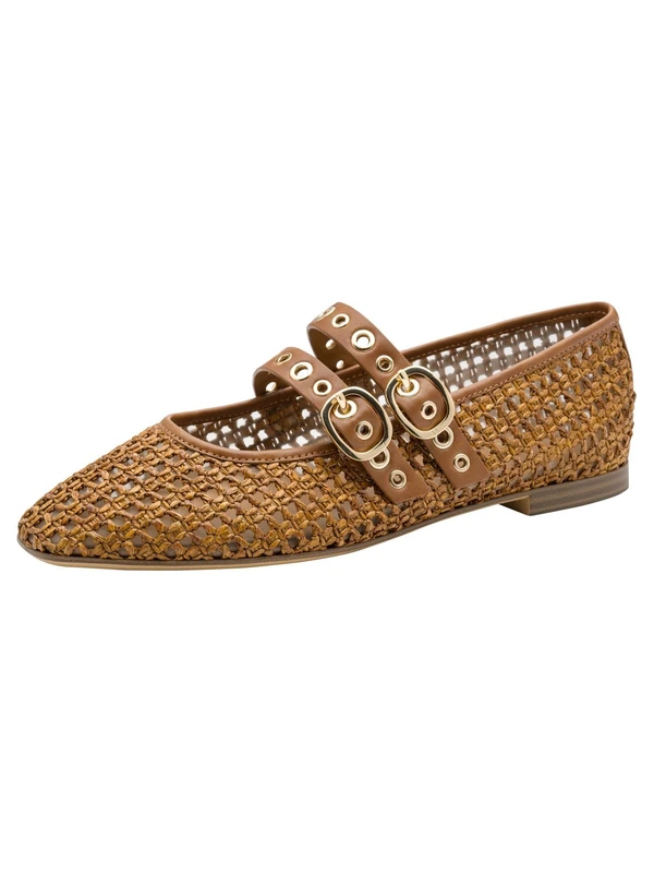 Tamaris Women's ballerina with strap flat brown 4 UK