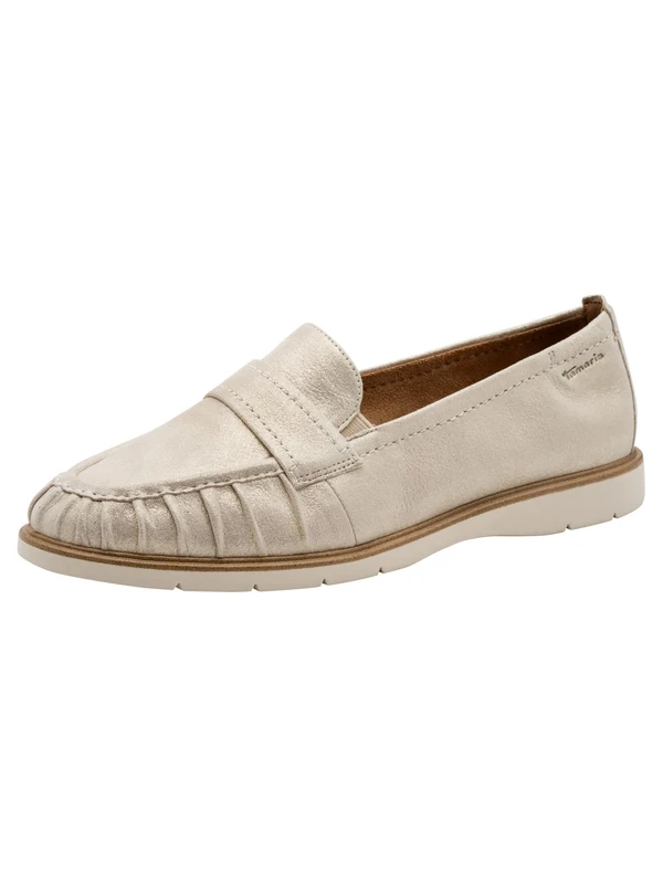 Tamaris Women's loafer flat leather beige 4 UK - Image 1