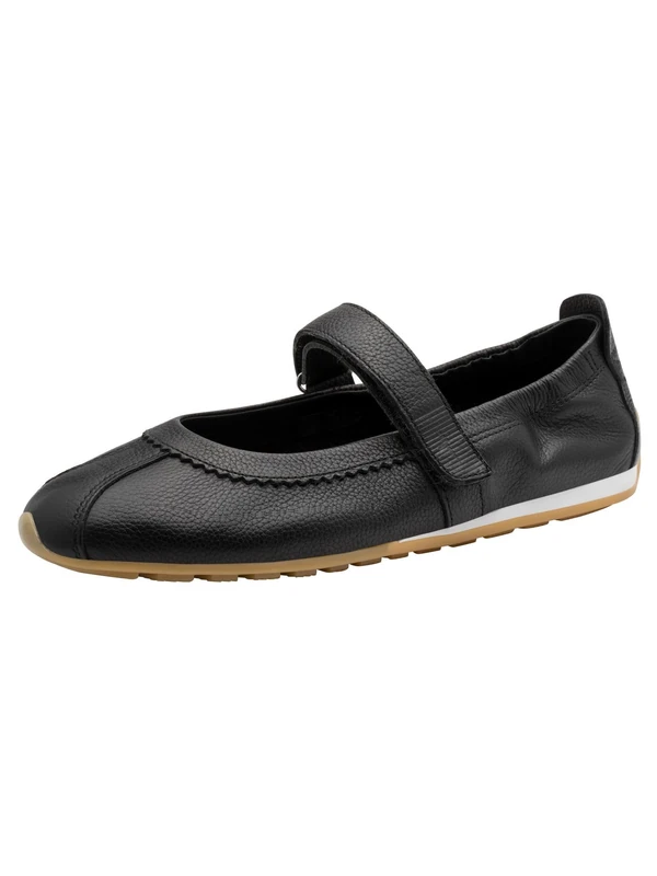 Tamaris Women's ballerina with strap leather flat black 5 UK